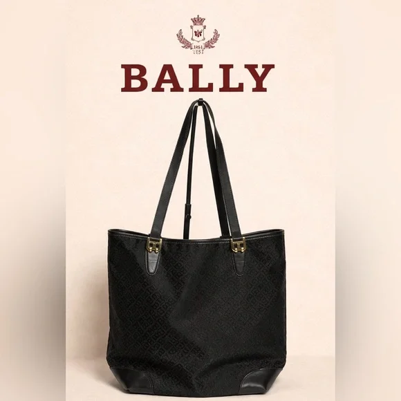 Bally EUC Monogram tote bag Black with Gold Hardware - Picture 3 of 14